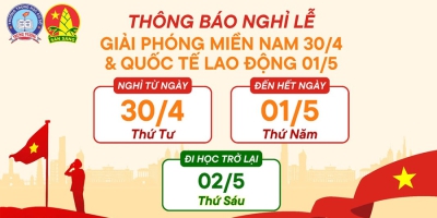 Trường THCS Trưng Vương thông báo nghỉ lễ 30/4 và 01/5